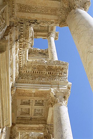 Reconstructed Library of Celsus, archaeological site, Ephesus, Anatolia, Turkey, Asia Minor