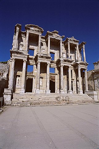 Reconstructed Library of Celsus, archaeological site, Ephesus, Anatolia, Turkey, Asia Minor