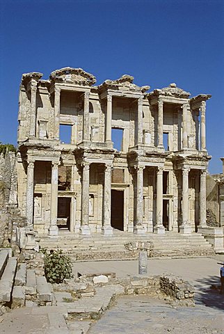 Reconstructed Library of Celsus, archaeological site, Ephesus, Anatolia, Turkey, Asia Minor