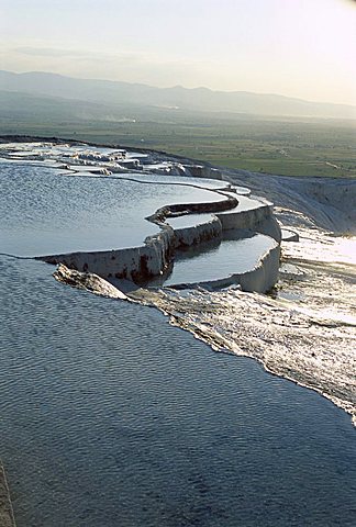 Travertine terraces, Pamukkale, UNESCO World Heritage Site, Anatolia, Turkey, Asia Minor