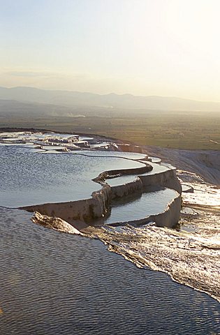 Travertine terraces, Pamukkale, UNESCO World Heritage Site, Anatolia, Turkey, Asia Minor, Asia