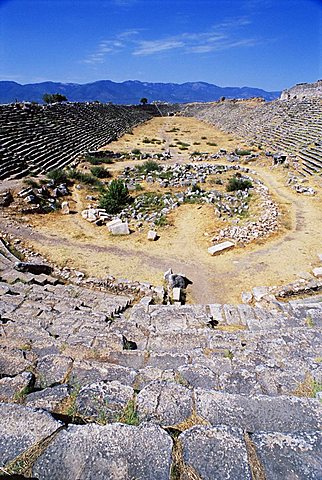 The Roman Stadium, the biggest and best preserved stadium in the world, archaeological site, Aphrodisias, Anatolia, Turkey, Asia Minor