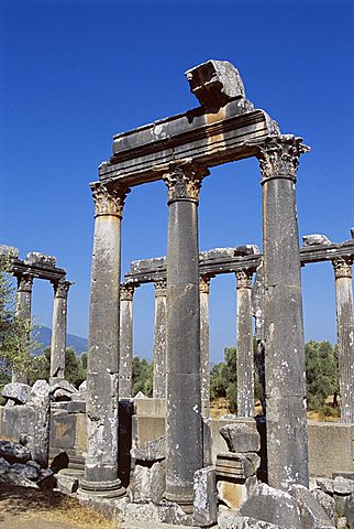 Ruins at archaeological site, Euromos, near Bodrum, Anatolia, Turkey, Asia Minor