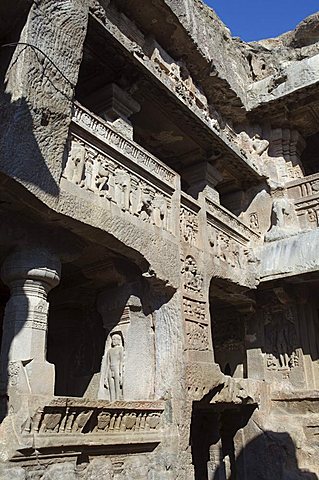 The Ellora Caves, temples cut into solid rock, UNESCO World Heritage Site, near Aurangabad, Maharashtra, India, Asia