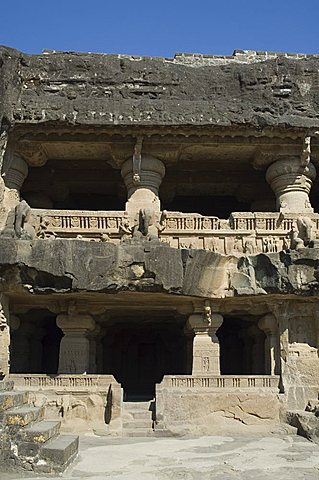 The Ellora Caves, temples cut into solid rock, UNESCO World Heritage Site, near Aurangabad, Maharashtra, India, Asia