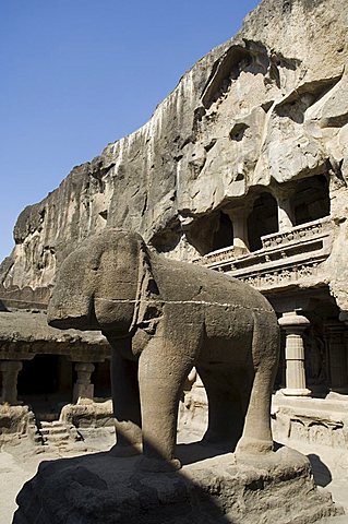 The Ellora Caves, temples cut into solid rock, UNESCO World Heritage Site, near Aurangabad, Maharashtra, India, Asia