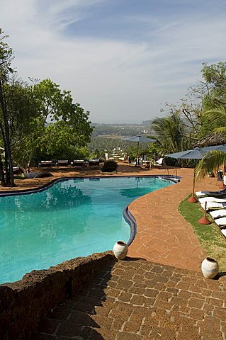 The swimming pool at the Nilaya Hermitage, a boutique hotel, Goa, India, Asia