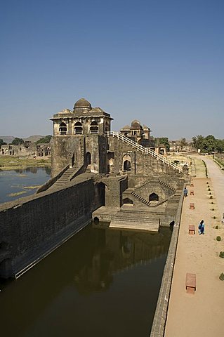 The Jahaz Mahal or Ships Palace in the Royal Enclave, Mandu, Madhya Pradesh state, India, Asia