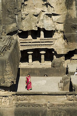 The Ellora Caves, temples cut into solid rock, near Aurangabad, Maharashtra, India