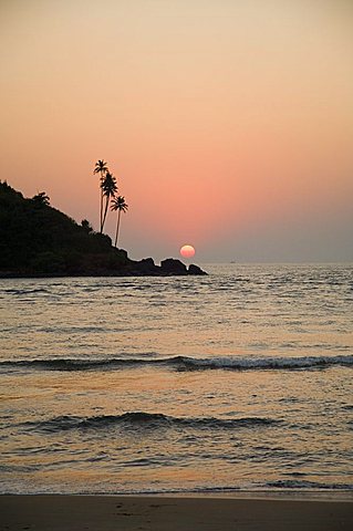 Sunset over the Arabian Sea, Mobor, Goa, India