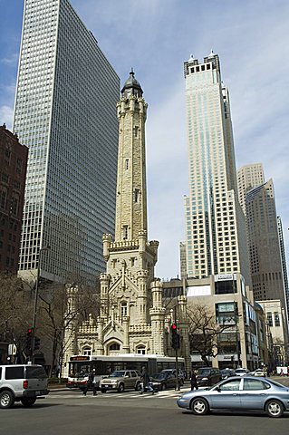 The historic Water Tower, near the John Hancock Center, Chicago, Illinois, USA