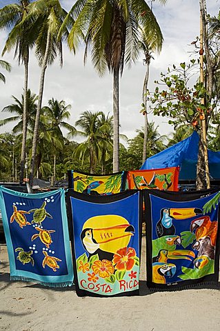 Colourful beach wraps for sale, Manuel Antonio, Costa Rica, Central America