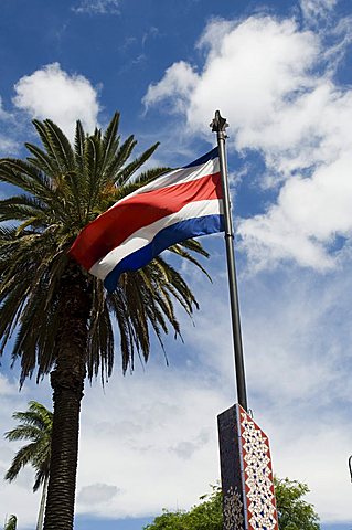 Costa Rican flag, San Jose, Costa Rica, Central America