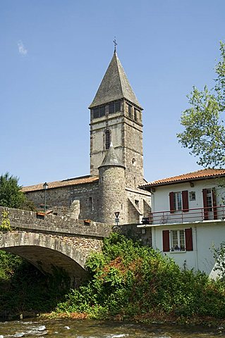 Old church in St. Etienne de Baigorry, Basque country, Pyrenees-Atlantiques, Aquitaine, France, Europe