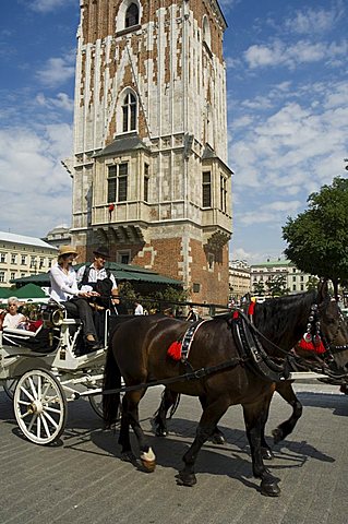 Town Hall Tower (Ratusz), Main Market Square (Rynek Glowny), Old Town District (Stare Miasto), Krakow (Cracow), UNESCO World Heritage Site, Poland, Europe