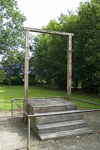 Gallows where Rudolf Hoss, the camp commandant, was hanged, Auschwitz concentration camp, UNESCO World Heritage Site, Oswiecim, near Krakow (Cracow), Poland, Europe