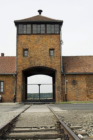 The rail entry where all prisoners came, Auschwitz second concentration camp at Birkenau, UNESCO World Heritage Site, near Krakow (Cracow), Poland, Europe