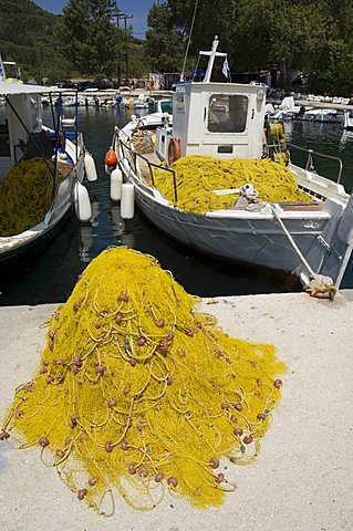 Fishing boats, Poli Bay, Ithaka, Ionian Islands, Greek Islands, Greece, Europe