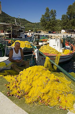 Fishing boats, Poli Bay, Ithaka, Ionian Islands, Greece, Europe