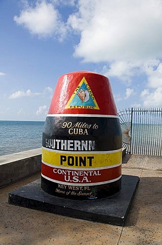 Old buoy used as marker for the furthest point south in the United States, Key West, Florida, United States of America, North America