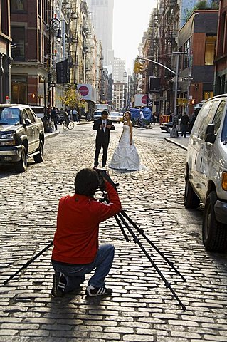 Wedding photo shoot in Soho, Manhattan, New York City, New York, United States of America, North America