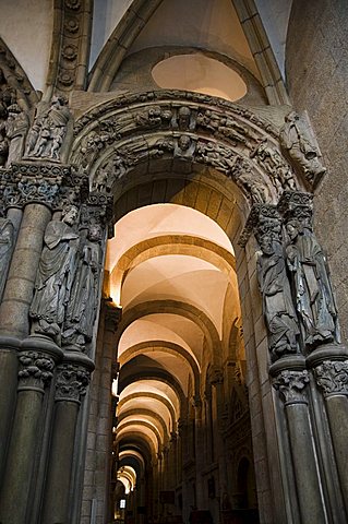 Details from the Porch of La Gloria, a masterpiece of Romanesque art, Santiago cathedral, UNESCO World Heritage Site, Santiago de Compostela, Galicia, Spain, Europe