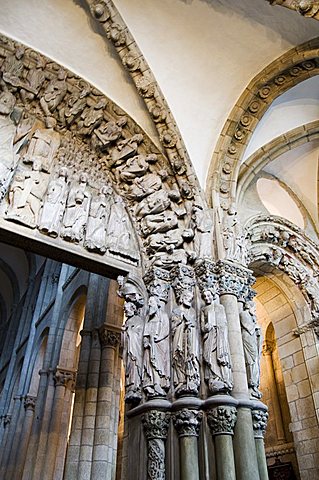 Details from the Porch of La Gloria, a masterpiece of Romanesque art, Santiago cathedral, UNESCO World Heritage Site, Santiago de Compostela, Galicia, Spain, Europe