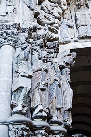 Details from the Porch of La Gloria, a masterpiece of Romanesque art, Santiago cathedral, UNESCO World Heritage Site, Santiago de Compostela, Galicia, Spain, Europe