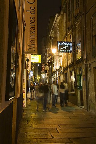 Night scene, Santiago de Compostela, Galicia, Spain, Europe