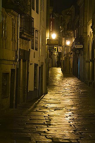 Night scene, Santiago de Compostela, Galicia, Spain, Europe