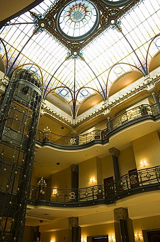 Tiffany ceiling in Gran Hotel, Zocalo, Mexico City, Mexico, North America