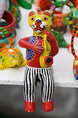 Painted carved wooden animals, Oaxaca City, Oaxaca, Mexico, North America