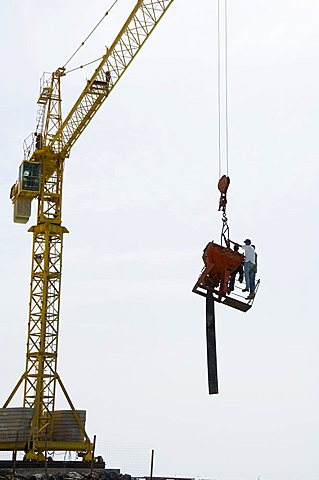 New pier under construction, Santa Maria, Sal (Salt), Cape Verde Islands, Africa