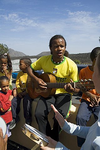 Musical event at local school in the volcanic caldera, Fogo (Fire), Cape Verde Islands, Africa