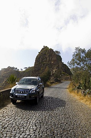 Cobblestone road on way to Ribiera Grande from Porto Novo, Santo Antao, Cape Verde Islands, Africa