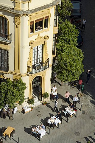 The famous El Giraldillo restaurant, Plaza Virgen de los Reyes, Santa Cruz district, Seville, Andalusia, Spain, Europe