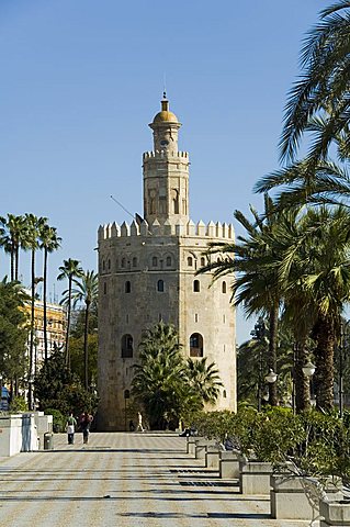 Torre del Oro, El Arenal district, Seville, Andalusia, Spain, Europe