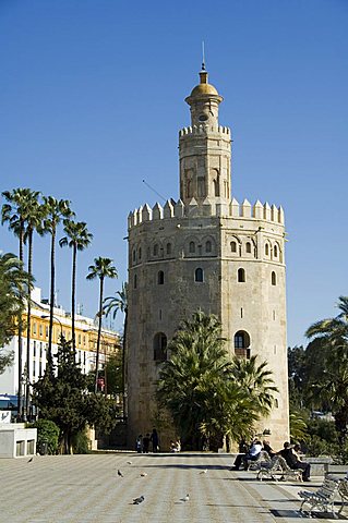 Torre del Oro, El Arenal district, Seville, Andalusia, Spain, Europe