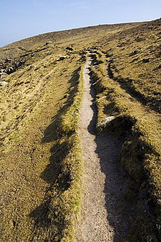 Coastal footpath near Hell Bay, Bryer (Bryher), Isles of Scilly, off Cornwall, United Kingdom, Europe