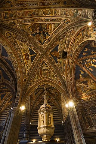 Baptistry of the Duomo (Cathedral), Siena, Tuscany, Italy, Europe