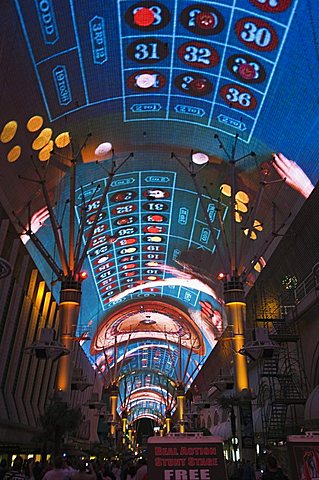 Fremont Street Light and Sound Show Experience, Fremont Street, the older part of Las Vegas, at night, Las Vegas, Nevada, United States of America, North America