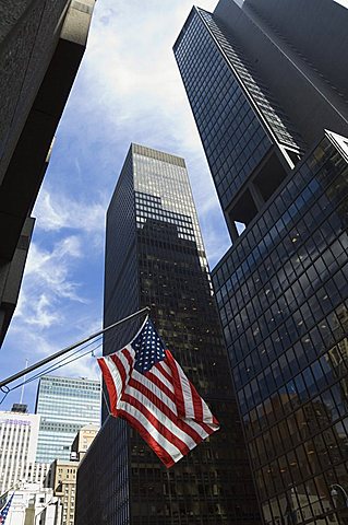 American flag, Manhattan, New York, New York State, United States of America, North America