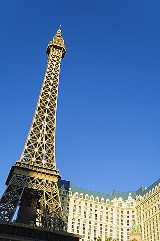 Paris Hotel with mini Eiffel Tower, The Strip (Las Vegas Boulevard), Las Vegas, Nevada, United States of America, North America