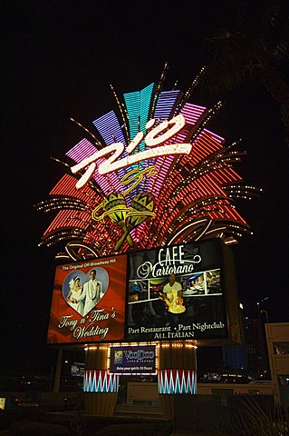 Rio Hotel sign, Las Vegas, Nevada, United States of America, North America