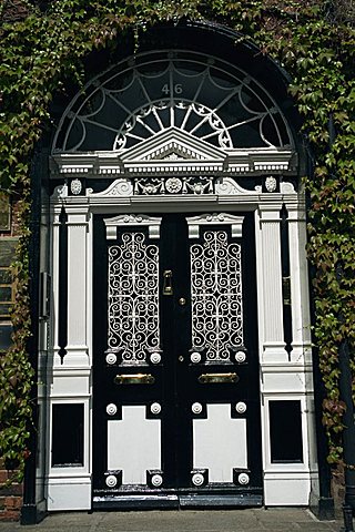 Decorative Georgian doorway in Dublin, Eire, Europe