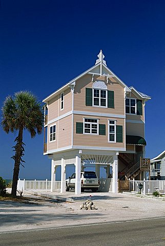 A modern house by the beach in the Gulf Coast town of Bradenton Beach, south of Tampa, Florida, United States of America, North America