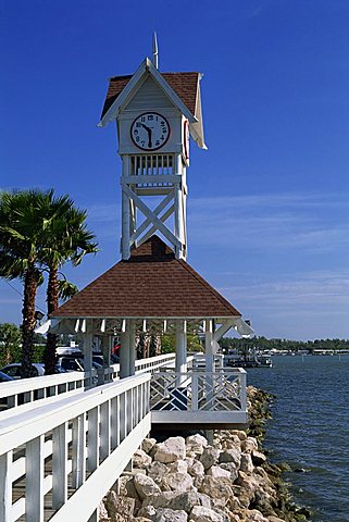 The Pier and clock, Bradenton Beach, Anna Maria Island, Florida, United States of America, North America