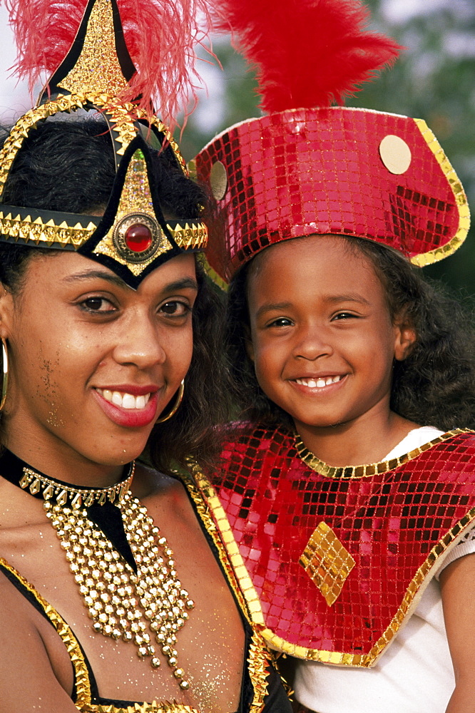 Mother and daughter in costume, Heritage Day, Bermuda, Central America