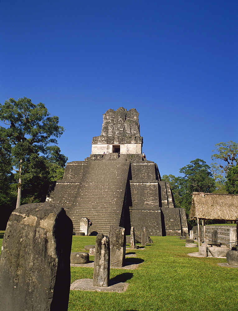 The grand plaza at the Mayan archaeological site of Tikal, UNESCO World Heritage Site, Guatemala, Central America