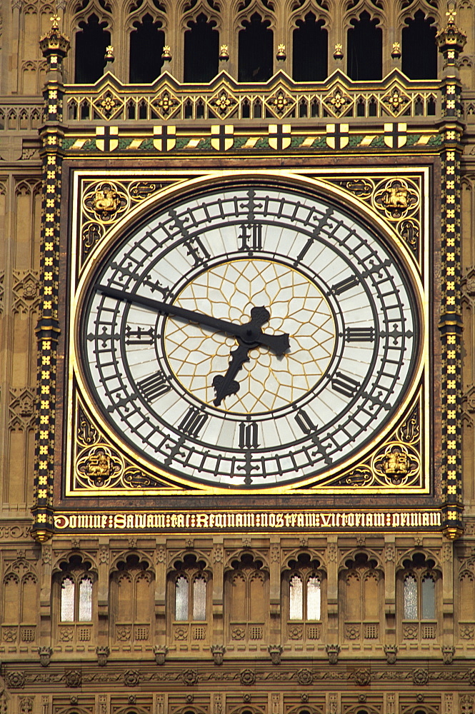 Close-up of the clock of Big Ben, Houses of Parliament, UNESCO World Heritage Site, Westminster, London, England, United Kingdom, Europe